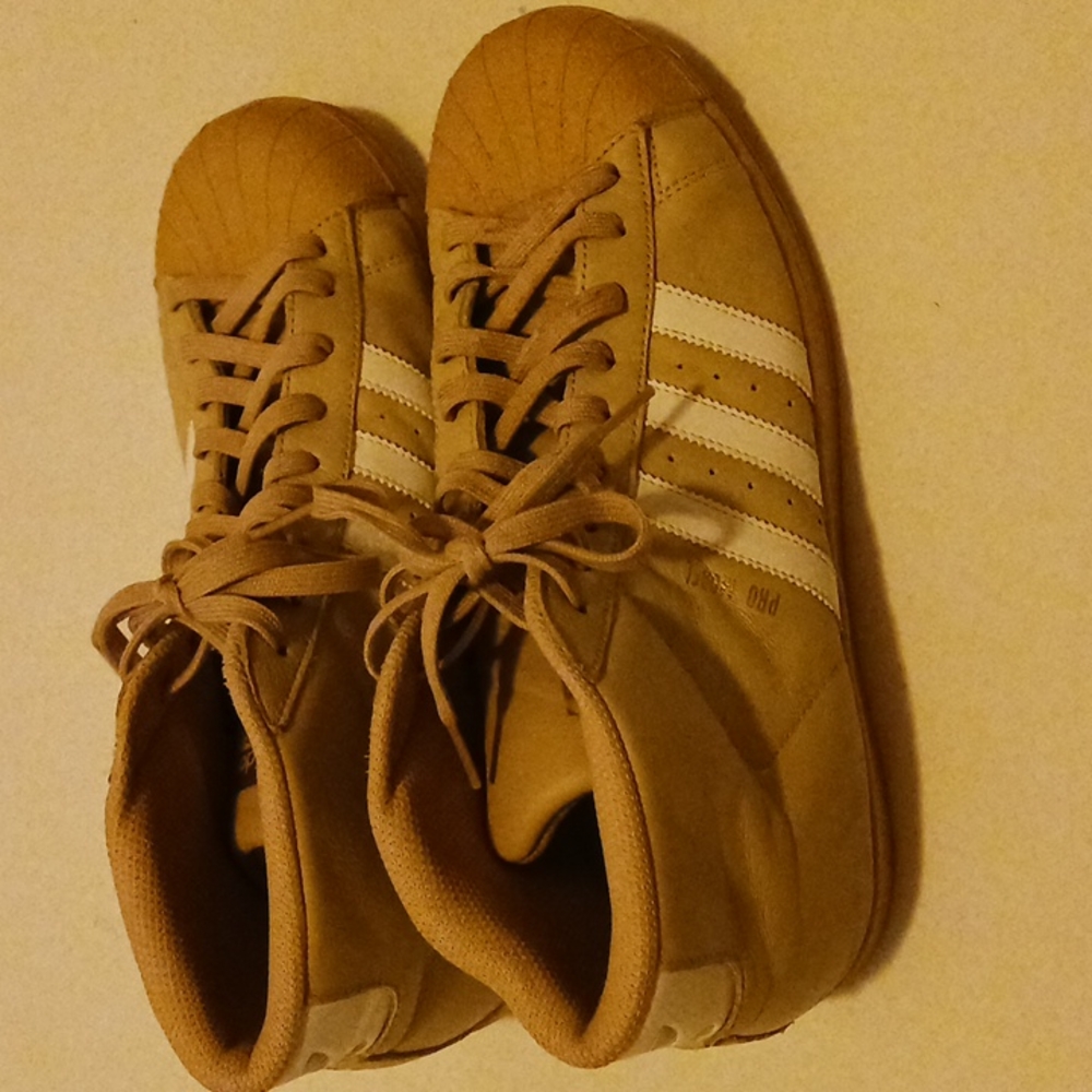 RARE🔥 Adidas Pro Model Khaki Brown Leather Vintage Basketball Sz 9 Men's Shoes - Picture 3 of 8